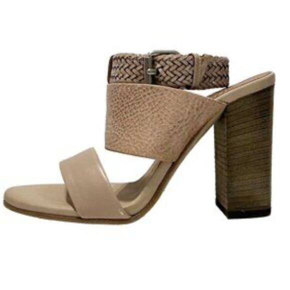 Brunello Cucinelli Leather Braided Ankle Strap Heel Sandals Size 38.5